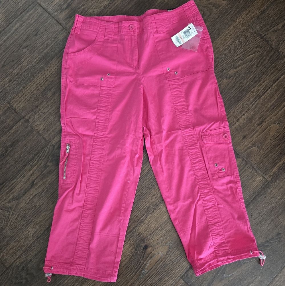 Style & Co Womens Pink Cargo Utility Cropped Pants Size 10